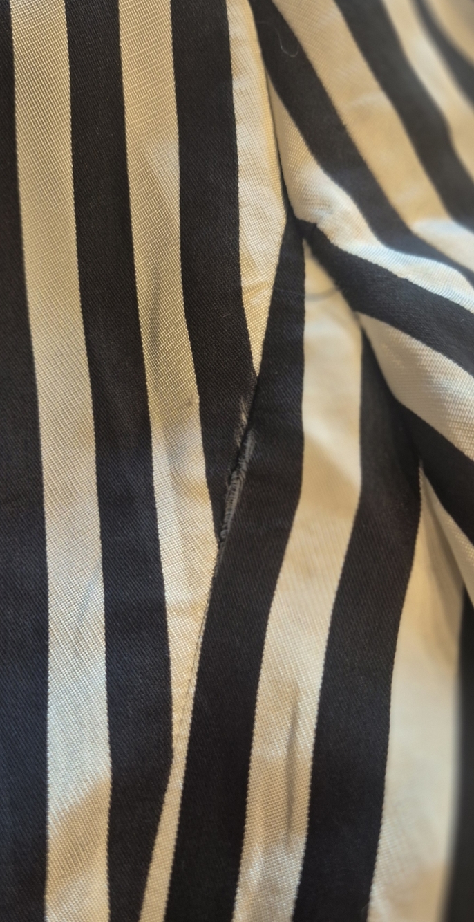 Zara Striped Blazer Black White Vertical Stripe Tailored Chic Office Silky - Picture 11 of 11